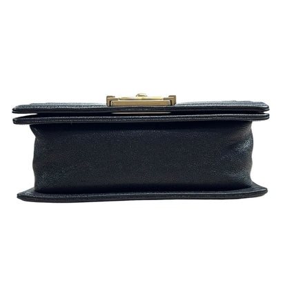 CHANEL Caviar Leather Boy Bag Shoulder Bag Black Gold Hardware CH2237