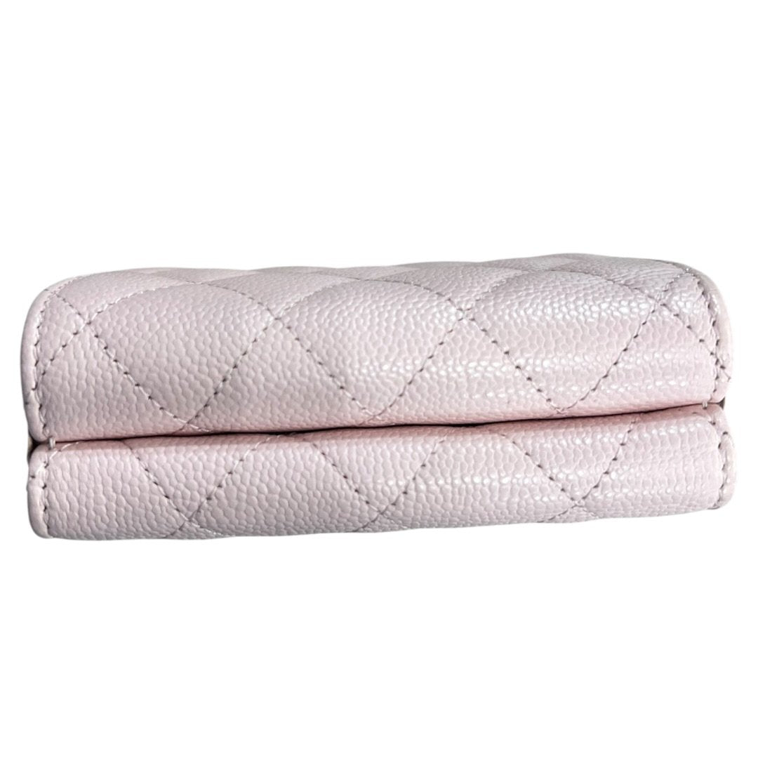 CHANEL Caviar Classic Small Trifold Wallet Wallet Pink Gold Hardware CH2233