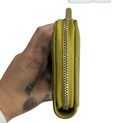 CHANEL Lambskin Quilted Zipped Card Holder Wallet Olive Green Silver Hardware CH2234