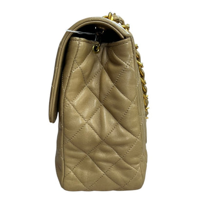 CHANEL Lambskin Classic Flap Bag Shoulder Bag Beige Gold Hardware CH2231
