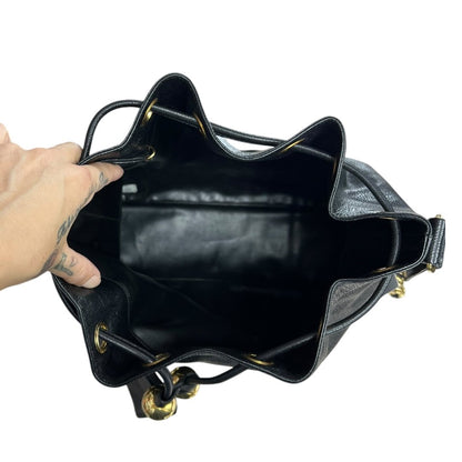 CHANEL Caviar Triple CC Drawstring Bucket Bag Shoulder Bag, Bucket Bag Black Gold Hardware CH2232