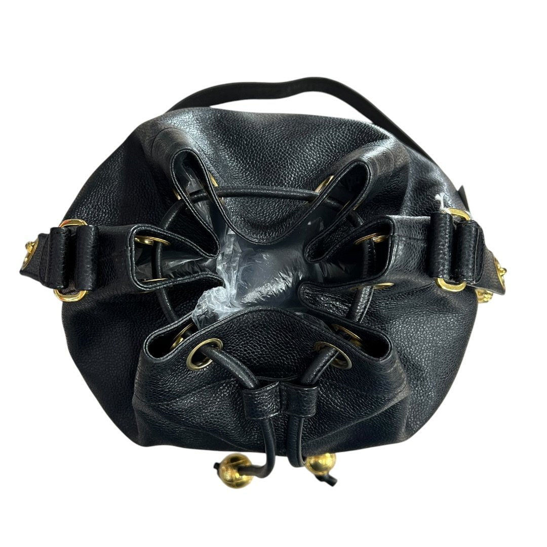 CHANEL Caviar Triple CC Drawstring Bucket Bag Shoulder Bag, Bucket Bag Black Gold Hardware CH2232