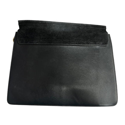 CHLOÉ Leather & Suede Faye Shoulder Bag Black Gold Hardware ch2225