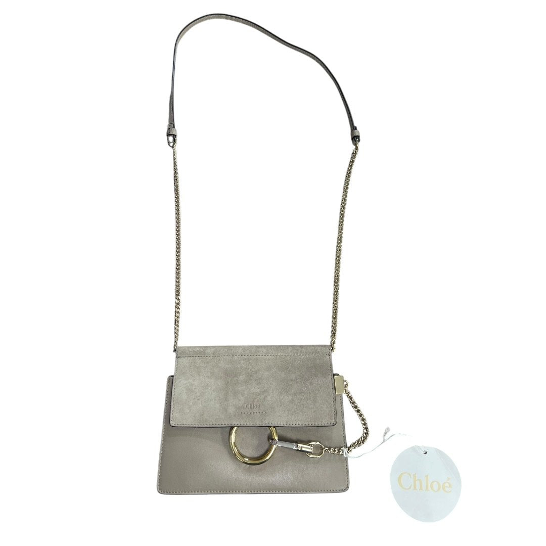 CHLOÉ Leather and Suede Faye Shoulder Bag Shoulder Bag Grey Gold Hardware ch2226