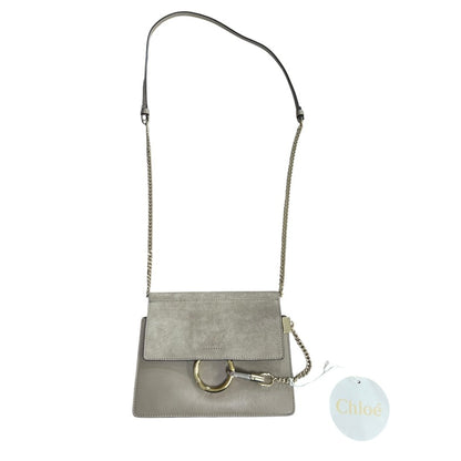 CHLOÉ Leather and Suede Faye Shoulder Bag Shoulder Bag Grey Gold Hardware ch2226