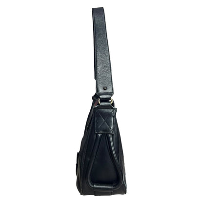 CHLOÉ Grained Leather Shoulder Bag Black Gold Hardware ch2229
