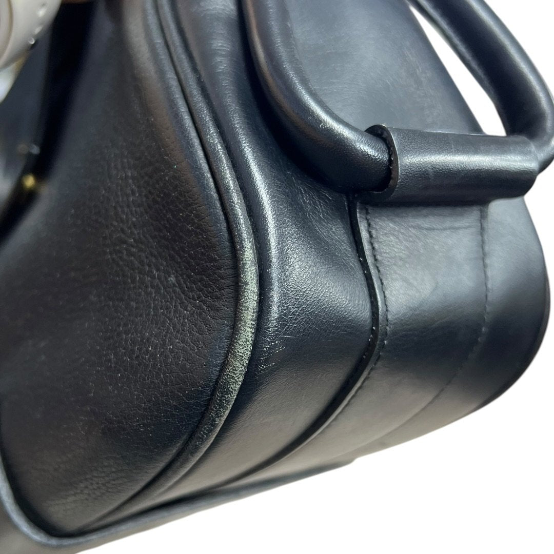 CHLOÉ Grained Leather Shoulder Bag Black Gold Hardware ch2229