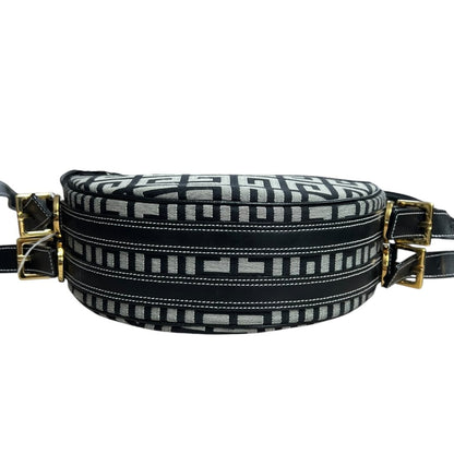 GIVENCHY 4G Monogram, Leather 4G Monogram Round Crossbody Bag Crossbody Bag Black, Grey Gold Hardware GI44