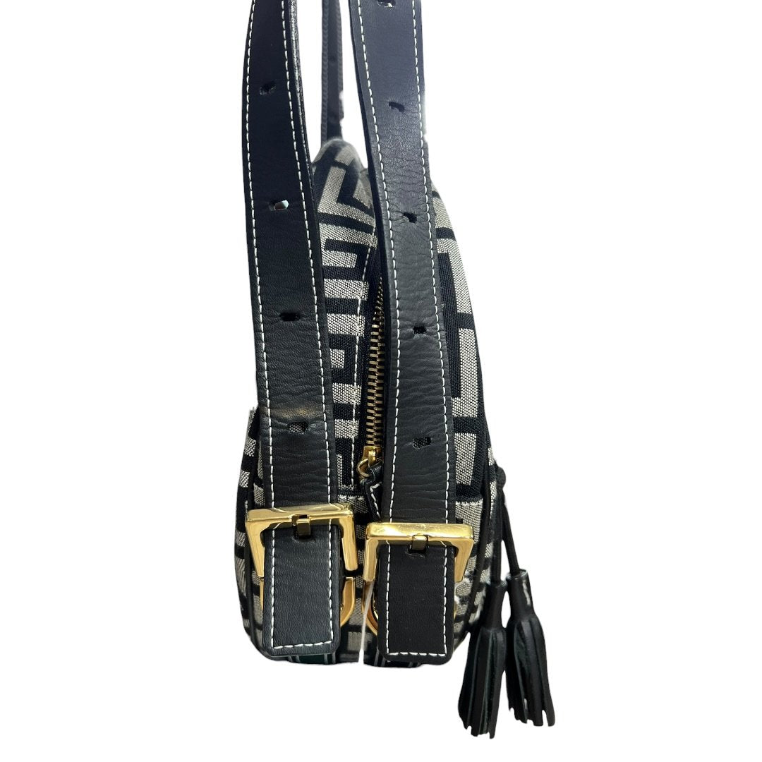 GIVENCHY 4G Monogram, Leather 4G Monogram Round Crossbody Bag Crossbody Bag Black, Grey Gold Hardware GI44