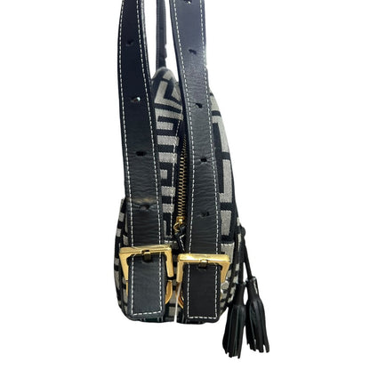 GIVENCHY 4G Monogram, Leather 4G Monogram Round Crossbody Bag Crossbody Bag Black, Grey Gold Hardware GI44