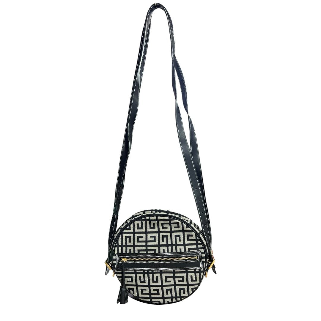 GIVENCHY 4G Monogram, Leather 4G Monogram Round Crossbody Bag Crossbody Bag Black, Grey Gold Hardware GI44
