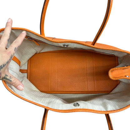 HERMES Clemence Garden Party 36 Tote Orange Silver Hardware HE484