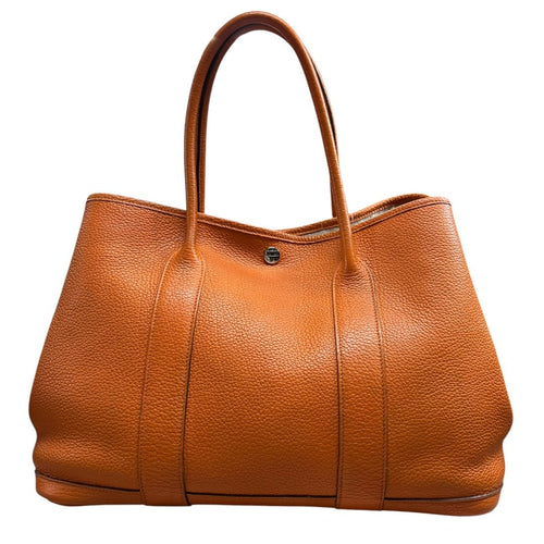 HERMES Clemence Garden Party 36 Tote Orange Silver Hardware HE484
