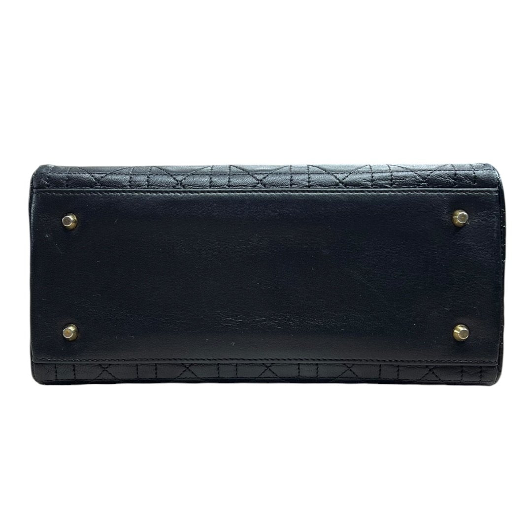 DIOR Lambskin Lady Dior Handbag Black Gold Hardware Ch2240