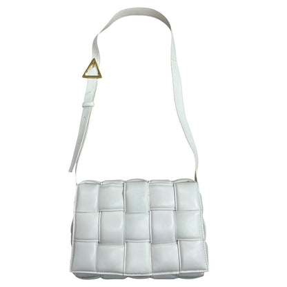 LOUIS VUITTON Leather Padded Crossbody Bag Shoulder Bag White Gold Hardware Bo34