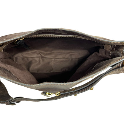 CHLOÉ Leather Bay Bag Shoulder Bag Dark Brown Gold Hardware ch2241
