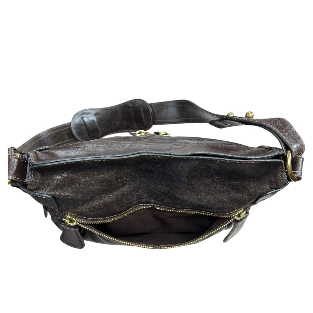 CHLOÉ Leather Bay Bag Shoulder Bag Dark Brown Gold Hardware ch2241