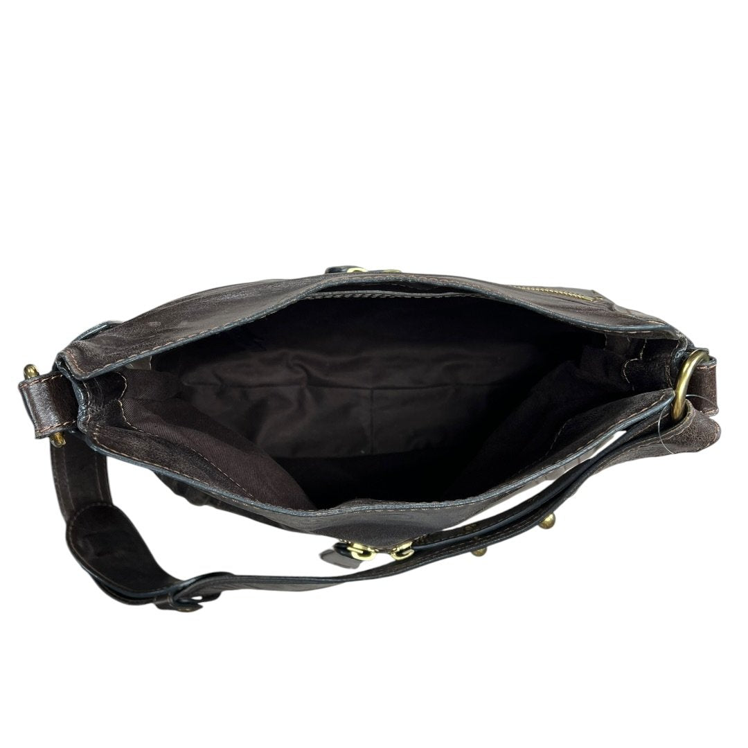 CHLOÉ Leather Bay Bag Shoulder Bag Dark Brown Gold Hardware ch2241