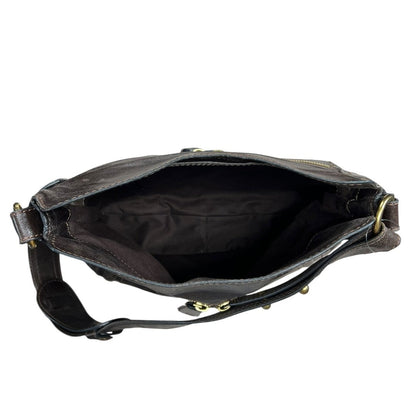 CHLOÉ Leather Bay Bag Shoulder Bag Dark Brown Gold Hardware ch2241