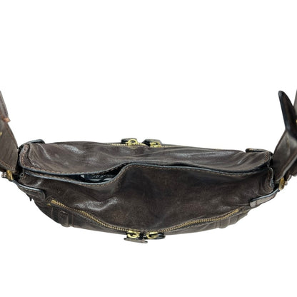 CHLOÉ Leather Bay Bag Shoulder Bag Dark Brown Gold Hardware ch2241
