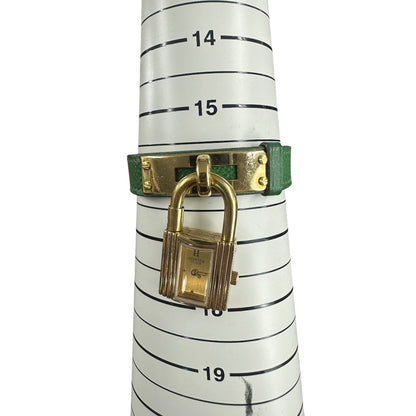 HERMES Courchevel Kelly Watch Green Gold Hardware NJ107