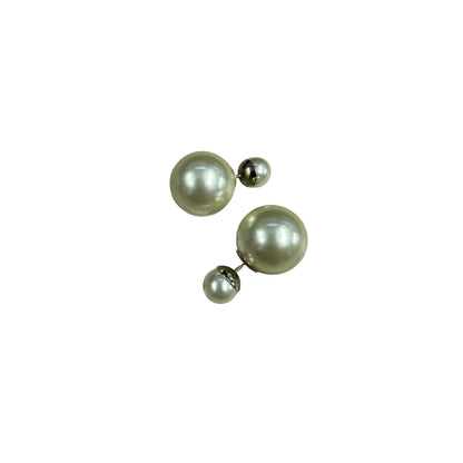 CHRISTIAN DIOR Faux Pearl Tribales Earrings White Gold Hardware NJ111