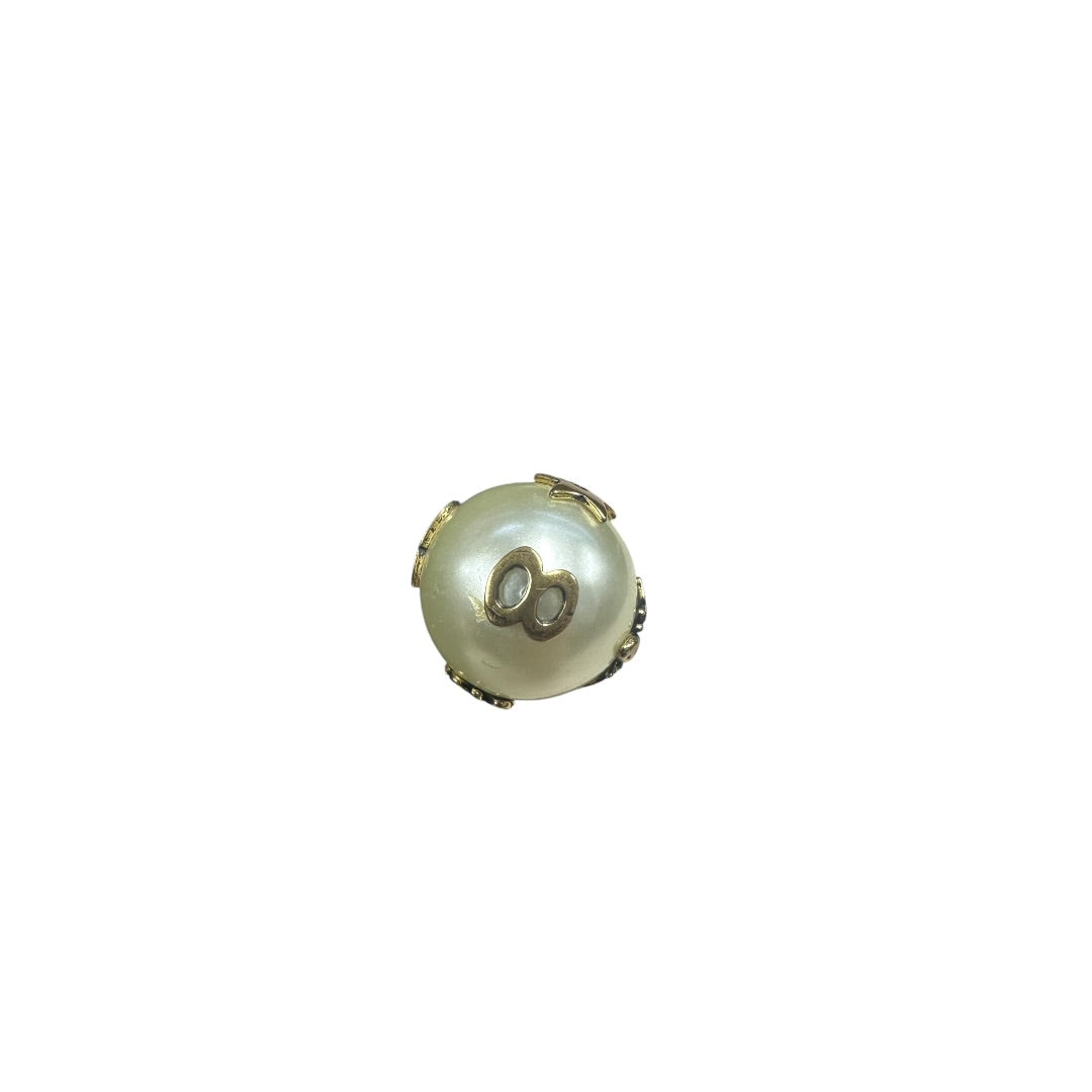 CHRISTIAN DIOR Faux Pearl Tribales Earrings White Gold Hardware NJ110