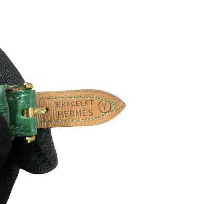 HERMES Courchevel Kelly Watch Green Gold Hardware NJ107