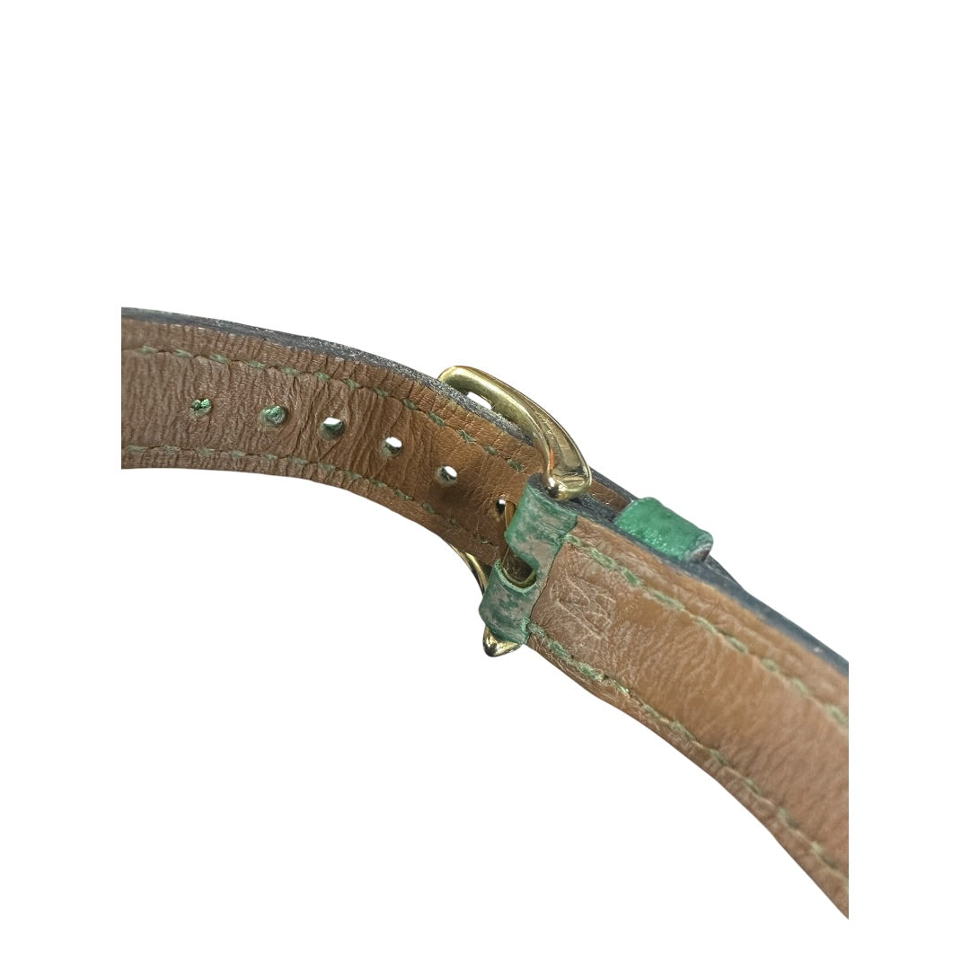 HERMES Courchevel Kelly Watch Green Gold Hardware NJ107