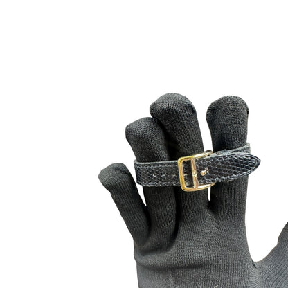 HERMES Lizard Kelly Watch Black Gold Hardware NJ106