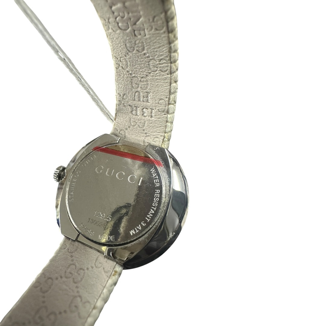 GUCCI Leather U-Play Watch White Silver Hardware NJ105