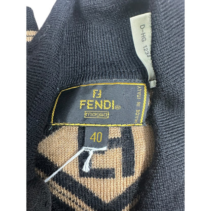 FENDI Zucca Knit Cardigan Black Beige NJ103