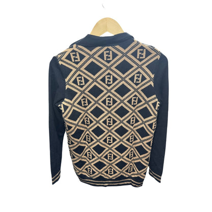 FENDI Zucca Knit Cardigan Black Beige NJ103