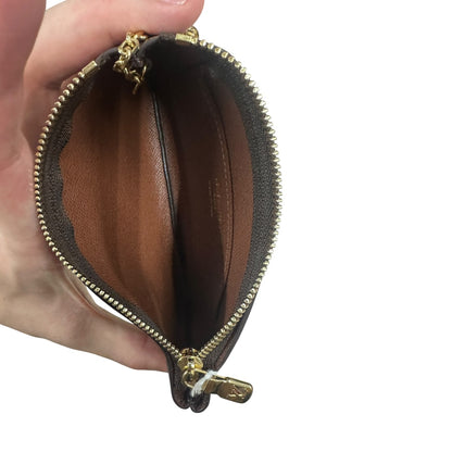 LOUIS VUITTON Monogram Pochette Cles Pouch Brown Gold Hardware NJ101