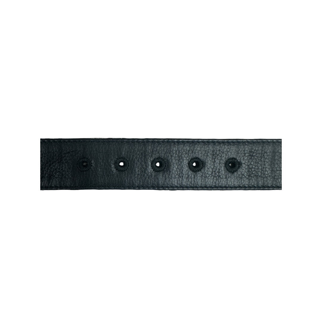 CHRISTIAN DIOR Oblique 30 Montaigne Belt Navy Silver Hardware NJ100