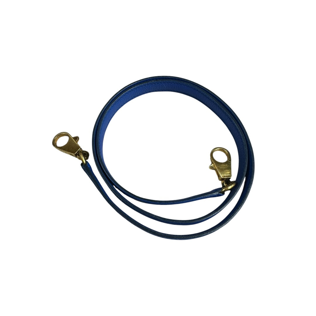 HERMES Courchevel Bolide Handbag Blue Gold Hardware HE485