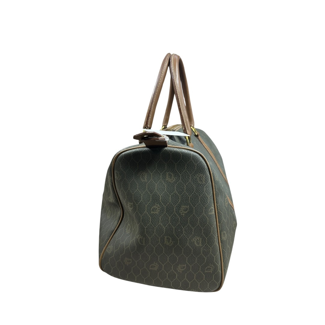 CHRISTIAN DIOR Honeycomb Boston Bag Khaki Gold Hardware Ch2244