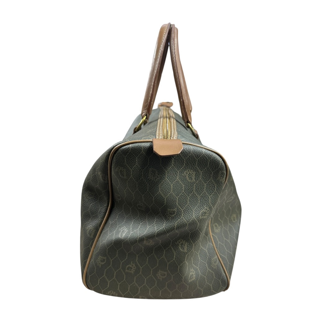 CHRISTIAN DIOR Honeycomb Boston Bag Khaki Gold Hardware Ch2244