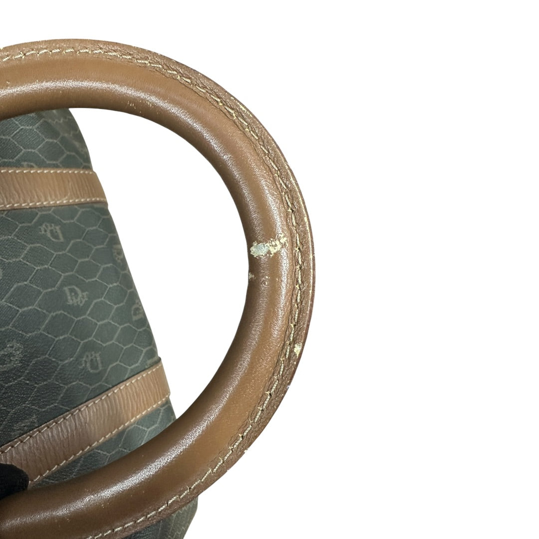 CHRISTIAN DIOR Honeycomb Boston Bag Khaki Gold Hardware Ch2244