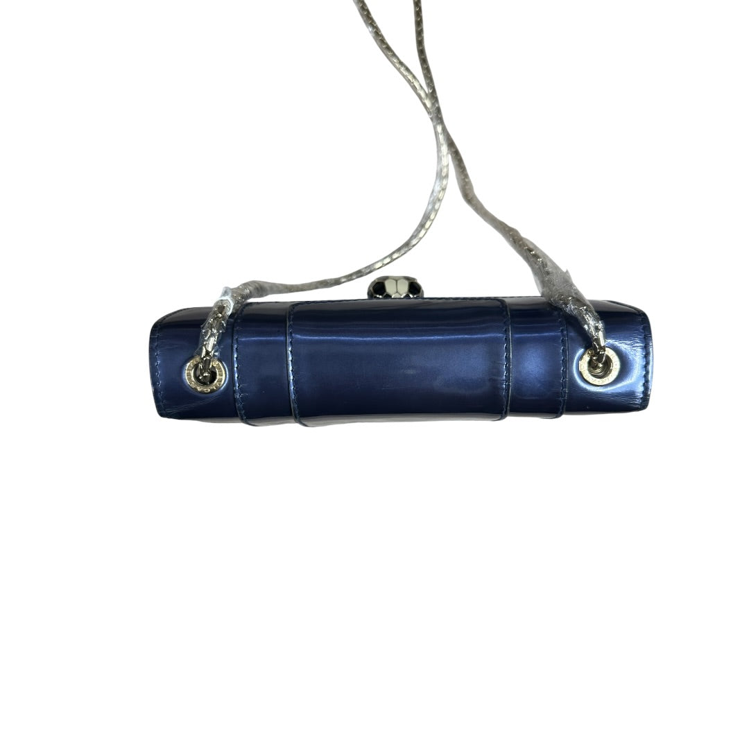 BVLGARI Metallic Calfskin Serpenti Forever Shoulder Bag Blue Light Gold Hardware BV66