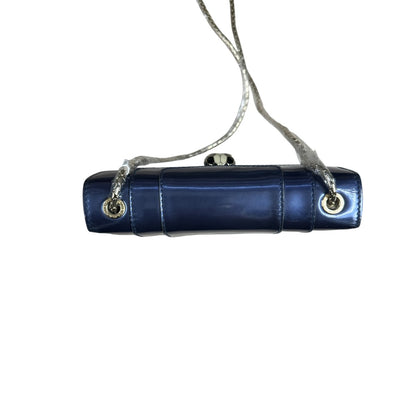 BVLGARI Metallic Calfskin Serpenti Forever Shoulder Bag Blue Light Gold Hardware BV66