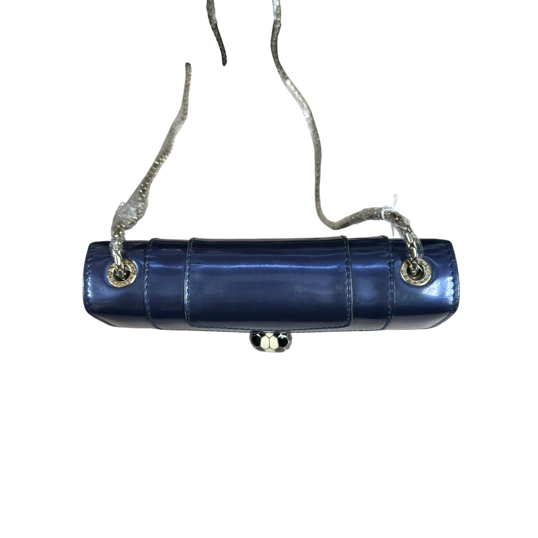 BVLGARI Metallic Calfskin Serpenti Forever Shoulder Bag Blue Light Gold Hardware BV66