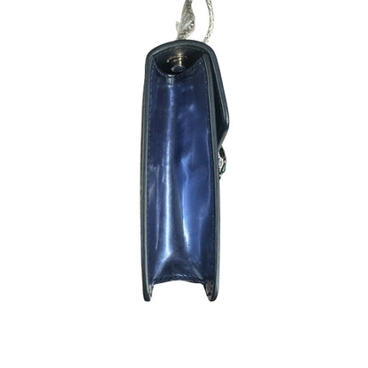 BVLGARI Metallic Calfskin Serpenti Forever Shoulder Bag Blue Light Gold Hardware BV66