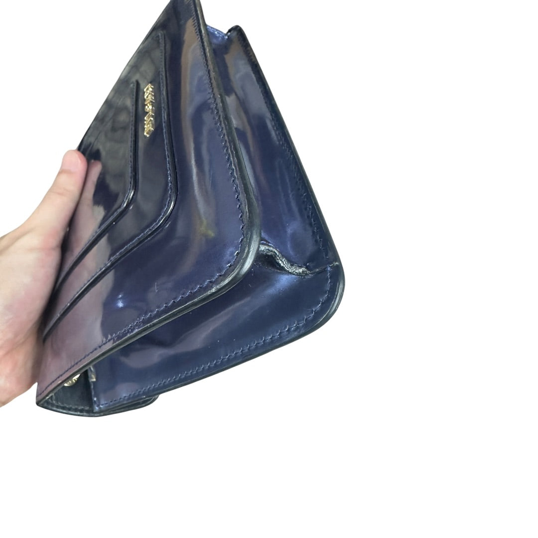 BVLGARI Metallic Calfskin Serpenti Forever Shoulder Bag Blue Light Gold Hardware BV66