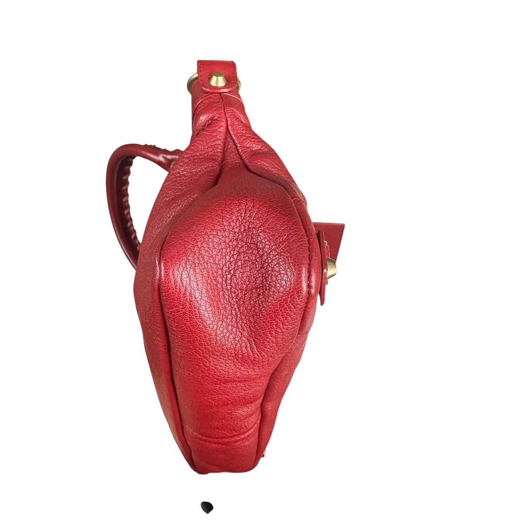 BALENCIAGA Leather City Handbag Red Gold Hardware BA46
