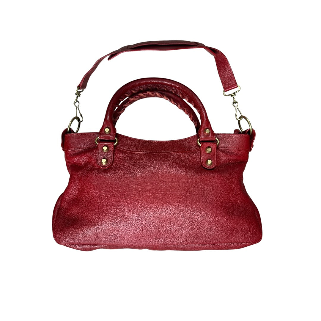 BALENCIAGA Leather City Handbag Red Gold Hardware BA46