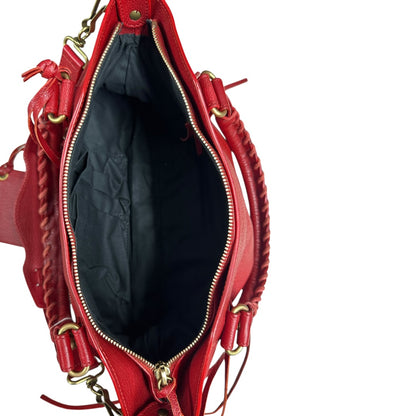 BALENCIAGA Leather City Handbag Red Gold Hardware BA46