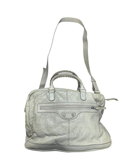 BALENCIAGA Lambskin City 2Way Shoulder Bag Light Gray Silver Hardware BA47