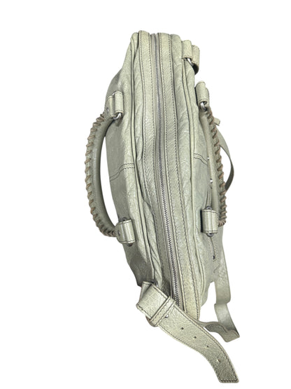 BALENCIAGA Lambskin City 2Way Shoulder Bag Light Gray Silver Hardware BA47