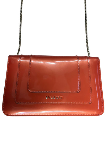 BVLGARI Leather Serpenti Forever Shoulder Bag Coral Orange Light Gold Hardware BV67